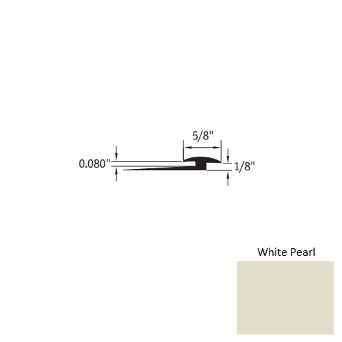 Johnsonite White Pearl Vinyl Moulding / Trim - 5/8" X 12 Ft (144") X 1/8" - .080" Slim Line Transition - Slim Line Transition
