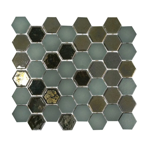 Spec 09 Olive Glass Mosaic - Hexagon - Glossy & Matte