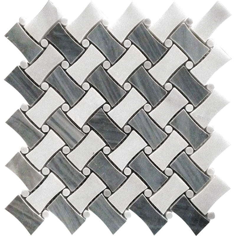 Seattle Bardiglio Nuvolato / Eastern White Marble Mosaic - Leschi - Polished