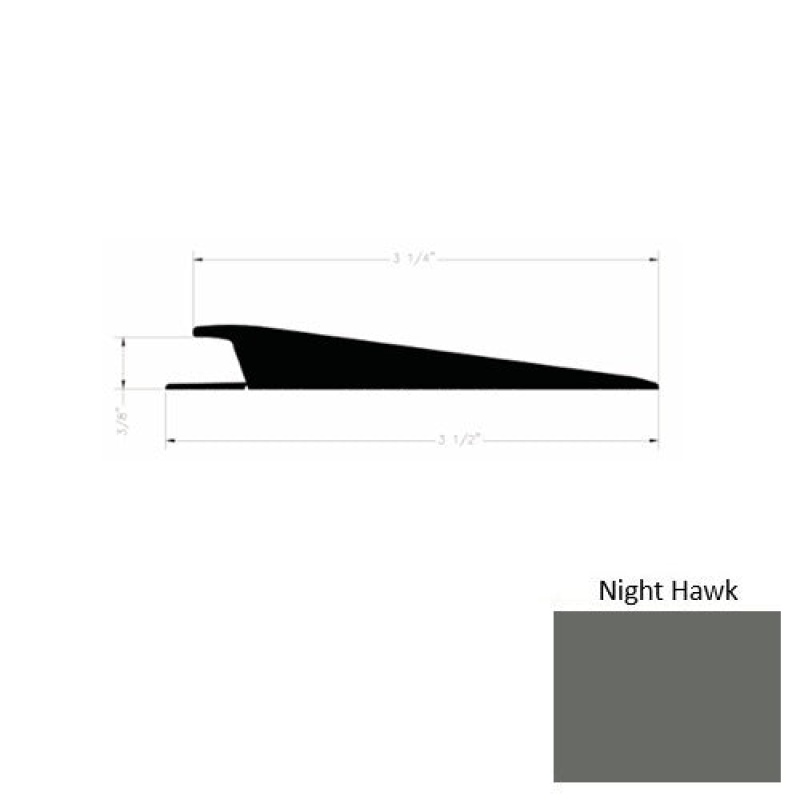 Solid 74 Night Hawk Rubber Rolling Traffic Transition - 3 1/2" X 9 Ft (108") X 3/8"