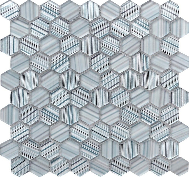 Iceland Alda Glass Mosaic - 1.2" X 1.2" Hexagon - Glossy & Matte