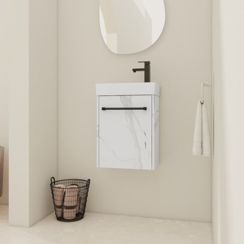 White Floating Bathroom Vanity with Ceramic Top