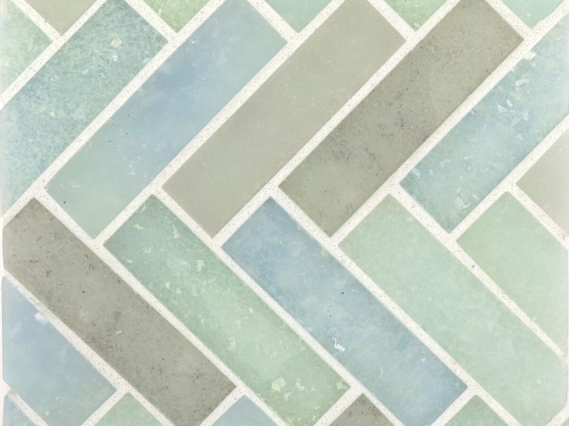 Liquid Yellowstone Blends Glass Mosaic - Herringbone - Clear & Frosted