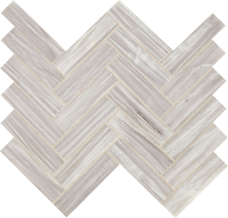 Fonte Nautical Gray Marble Mosaic - Herringbone - Honed