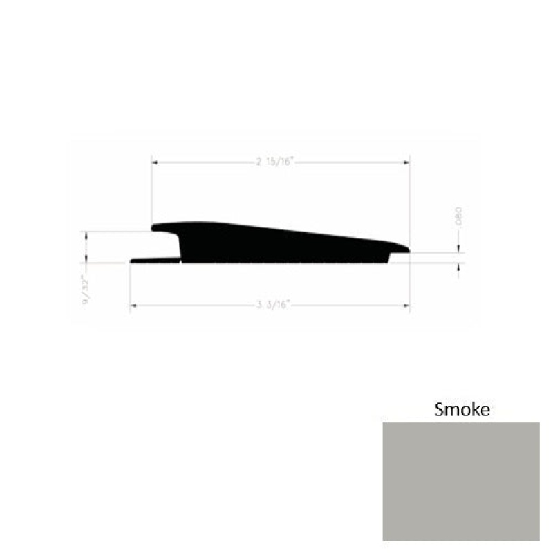 Solid 73 Smoke Rubber Rolling Traffic Transition - 3 3/16" X 9 Ft (108") X 1/4" - 0.080"