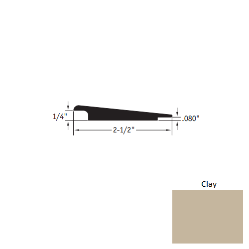 Johnsonite Clay Vinyl Moulding / Trim for Wheeled Traffic Transition