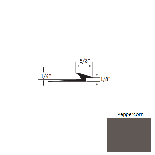 Johnsonite Peppercorn Vinyl Moulding / Trim - 5/8" X 12 Ft (144") X 1/4" - 1/8" Slim Line Transition - Slim Line Transition