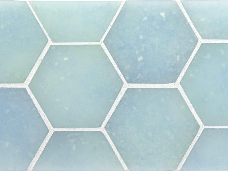 Liquid Atlantic Glass Mosaic - Large Hexagon - Frosted