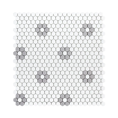 The Press 14304 Grey Glass Mosaic - Hexagon - Matte