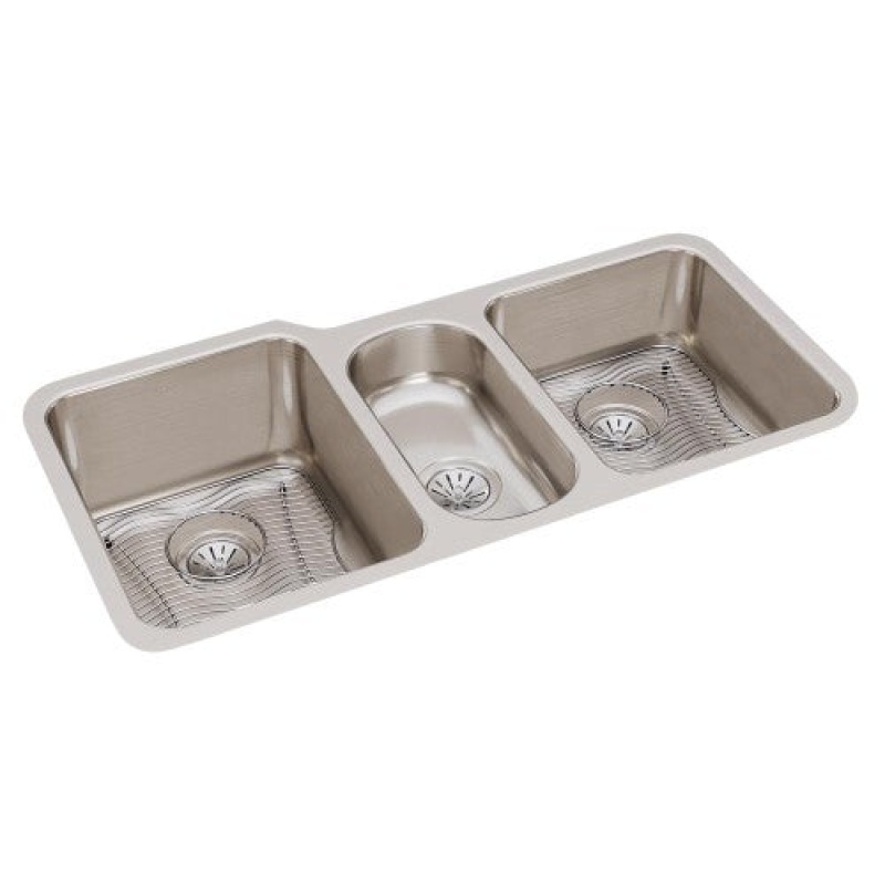 Eluh4020dbg Lustertone Classic Stainless Steel Undermount Triple Bowl Workstation Kitchen Sink - 40" X 20 1/2" X 9 7/8" - Stainless Steel