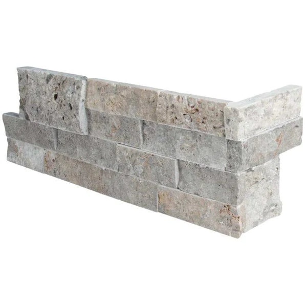 Titanium Cross Cut Travertine Ledgestone Corner