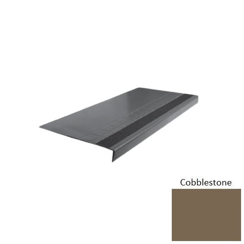 Flextones Cobblestone Type 875 With Flush Carborundum Strip Distinct Designs Rubber - 12 1/4" X 72" Stair Tread - Raised Square Design