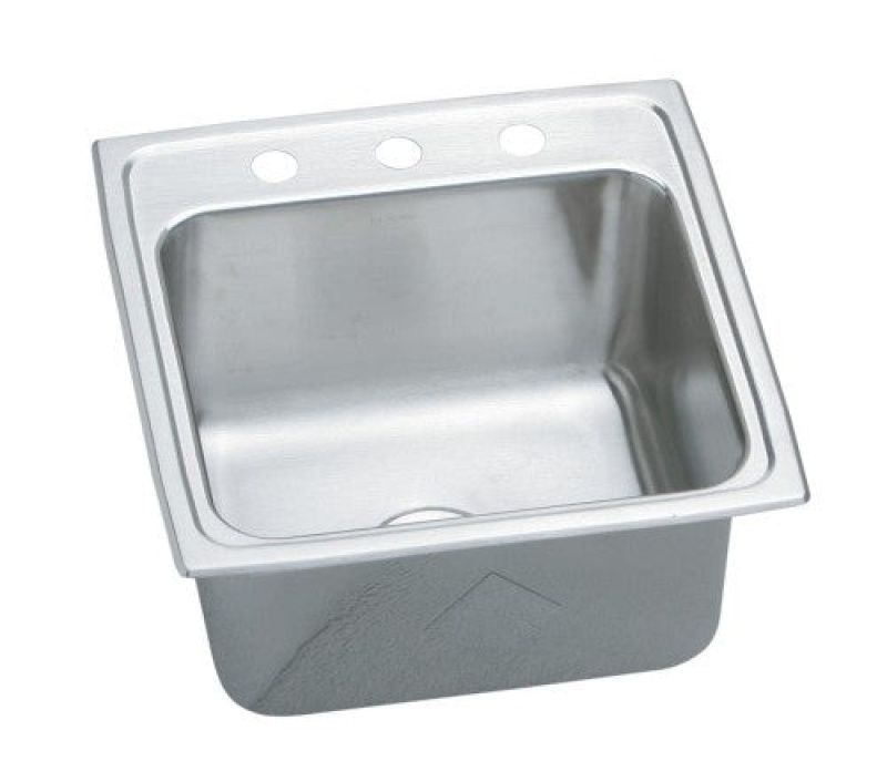 Dlrq1919103 Lustertone Classic Stainless Steel Drop In Single Bowl Kitchen Sink - 19 1/2" X 19" X 10 1/8" With 3 Holes - Stainless Steel
