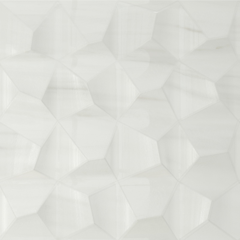 Marble Plus Dolomite Pearl Decor Porcelain Tile - Glossy - 12" X 36"