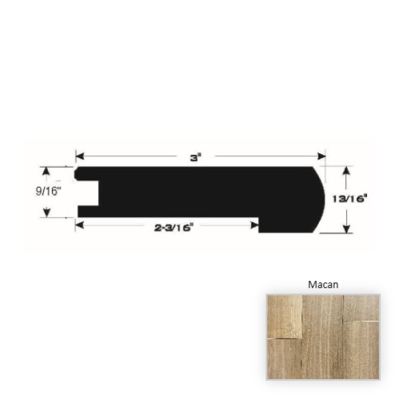 Barcelona European Walnut Macan Hardwood Moulding / Trim - 90" Flush Stair Nose - Uv Urethane