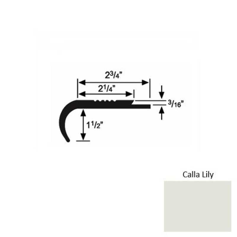 Solid 08 Calla Lily Rubber Underlap Stair Nosing