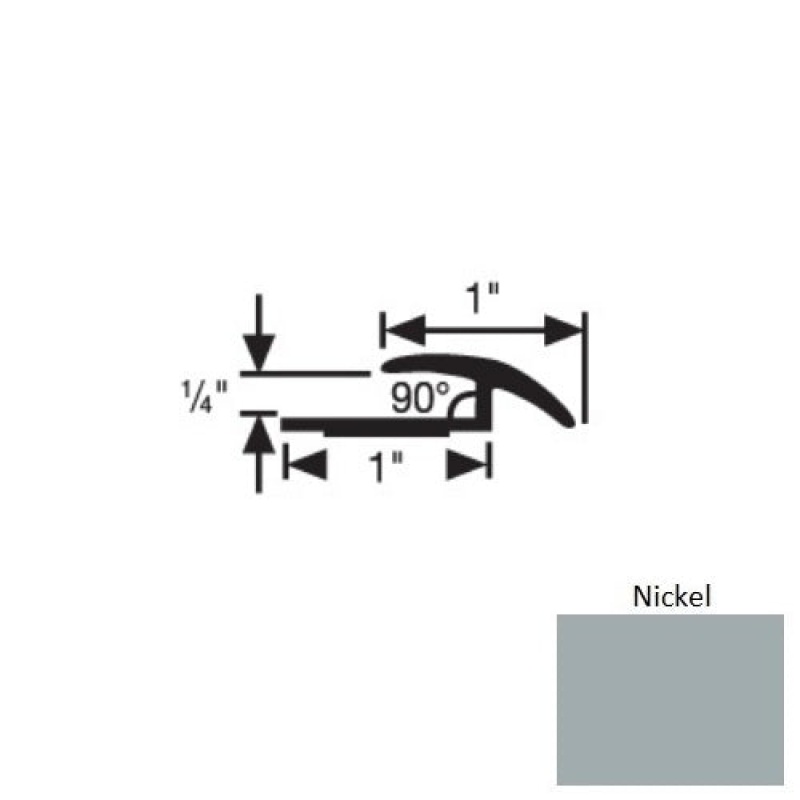 Flextones Nickel Vinyl 168 Resilient To Carpet Transition - 1" X 12 Ft - Thermoplastic