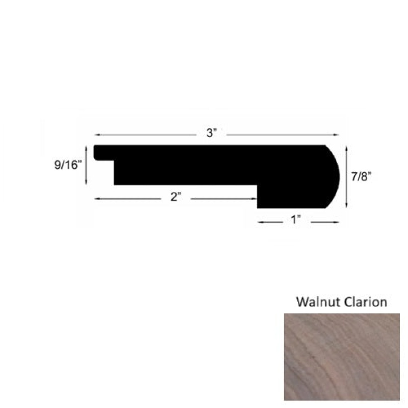 Sylvania Walnut Clarion Hardwood Moulding / Trim - 3" X 78" Round Stair Nose - Urethane