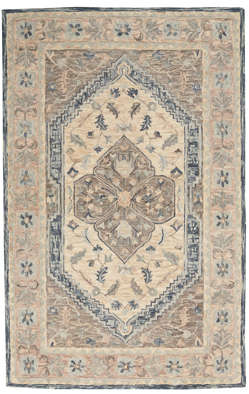Bahari Bah03 Grey Wool Bohemian Area Rug - 5 Ft X 7 Ft - Grey