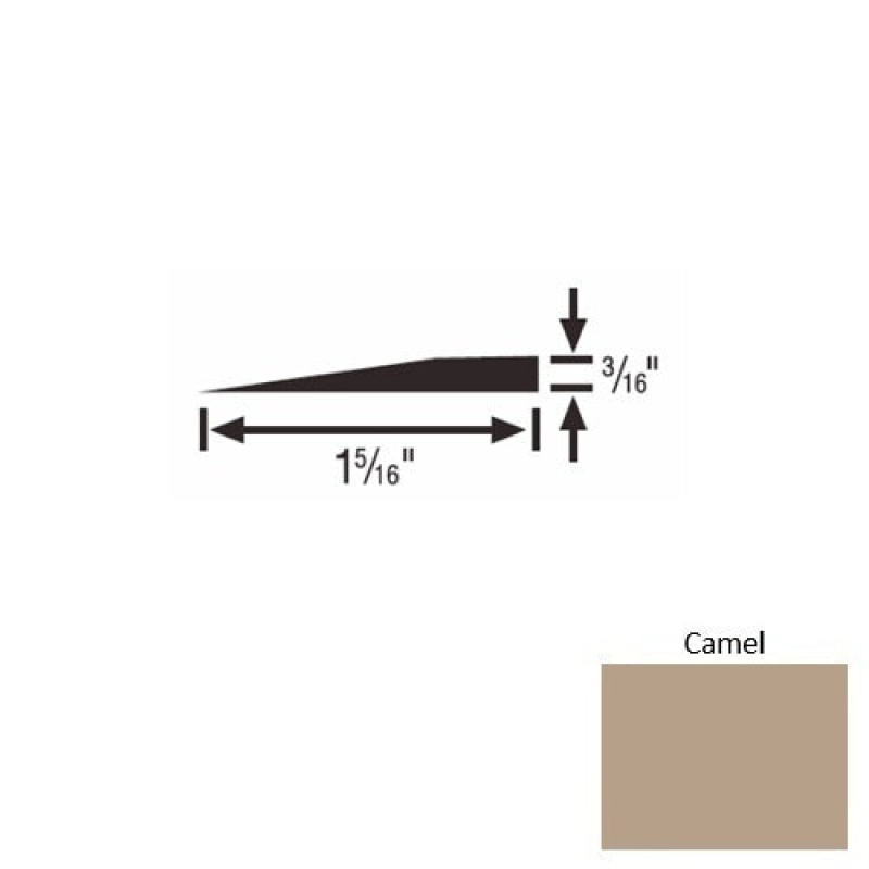 Solid 23 Camel Rubber Reducer Strip - 1 5/16" X 9 Ft (108") X 3/16"