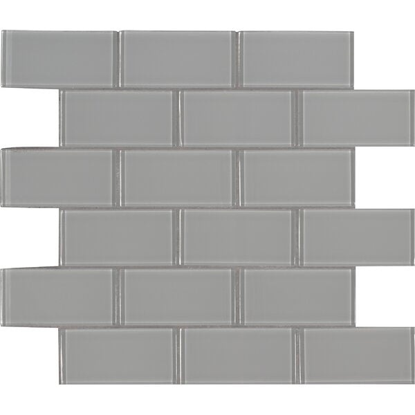 Oyster Gray Glass Mosaic - 2" X 4" Brick - Glossy
