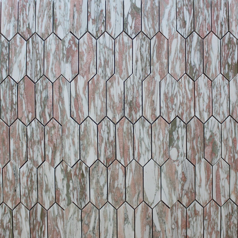 Norwegian Rose Marble Mosaic - 2" x 6" Picket Fence - Polished