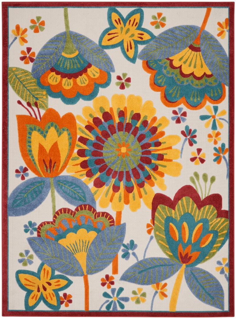 Aloha ALH25 Multicolor Polypropylene Contemporary Area Rug