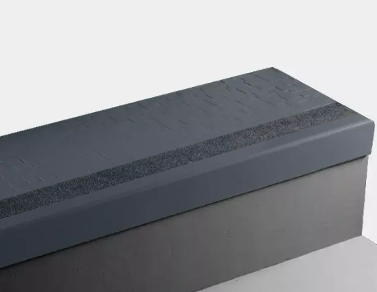 Johnsonite Navy Blue Cubis Rubber Moulding / Trim, 12 1/4" x 36" Angle Fit Stair Tread Without Riser (Sq) with Grey Gri…