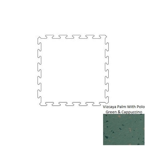 Tuflex Force Vizcaya Palm With Polo Green & Cappuccino Rubber Interlocking Tile - Smooth - 25 3/4" X 25 3/4"