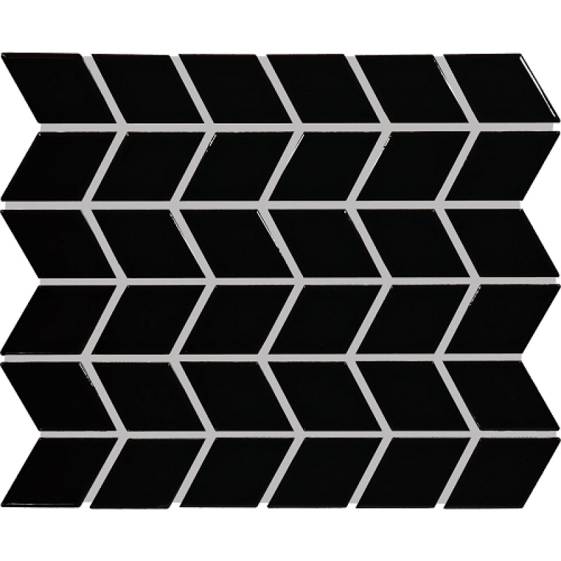 Color Wheel Retro Black Ceramic Mosaic - 2" X 3" Chevron