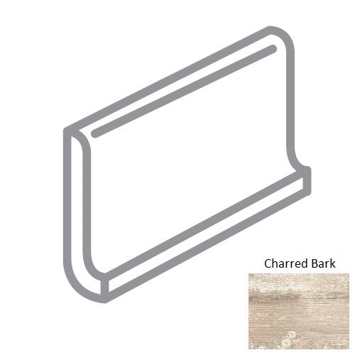Crate Charred Bark Porcelain Wall Trim - 6" X 12" Cove Base - Honed