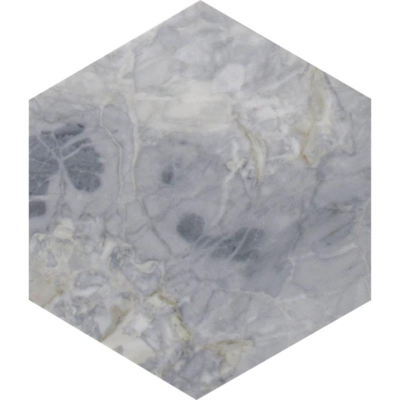 Emilia Calacatta Bluette Bardi Marble Tile - Honed - 10" Hexagon