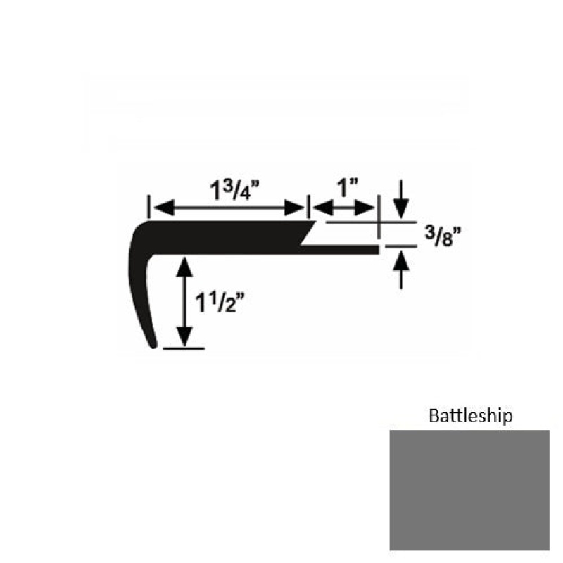 Solid 11 Battleship Rubber Single Flange Carpet Stair Nosing