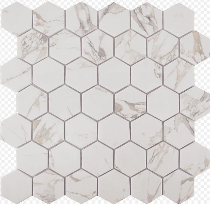 Native Habana Beige Glass Mosaic - 2" Hexagon - Matte