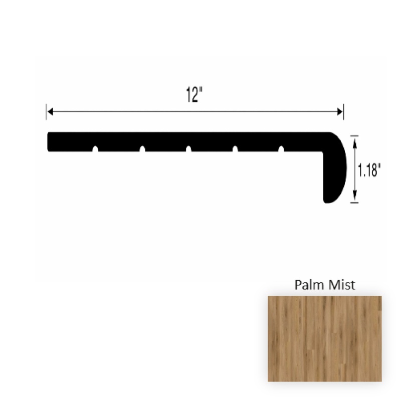 Versacore Pureedge Palm Mist Luxury Vinyl Moulding / Trim - 12" X 48" Round Stair Tread - Ceramic Bead
