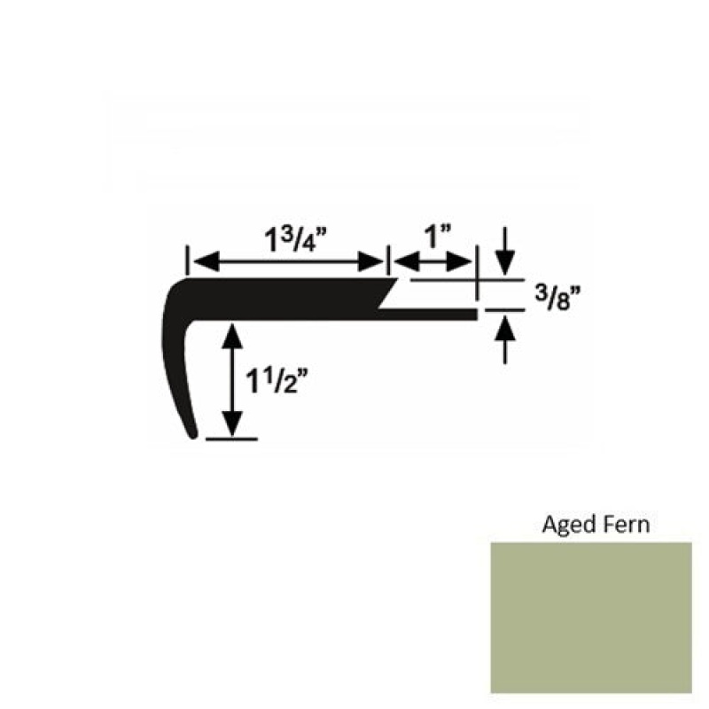 Solid 11 Aged Fern Rubber Single Flange Carpet Stair Nosing (Sq) - 1 3/4" X 9 Ft (108")
