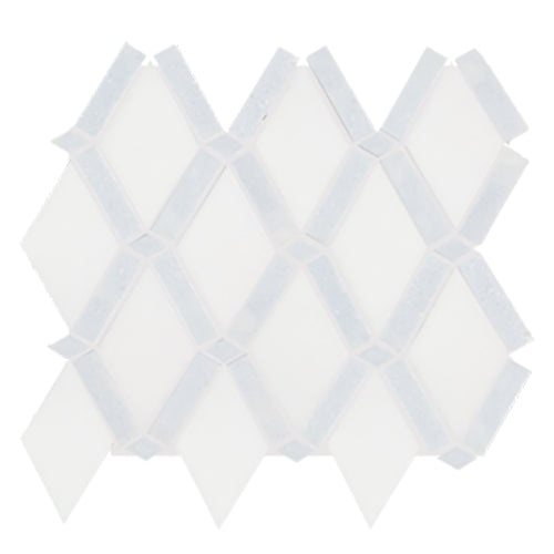 Metropolitan White With Blue Celeste Dot Deco Blend Marble Mosaic