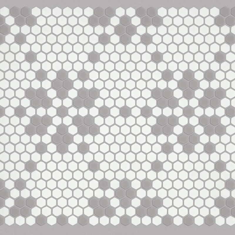 Retro Vintage Grey Glass Mosaic - Hexagon - Matte