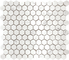 Pietra Antica Patara Stone Carrara White Natural Stone Mosaic - 1" Hexagon - Polished