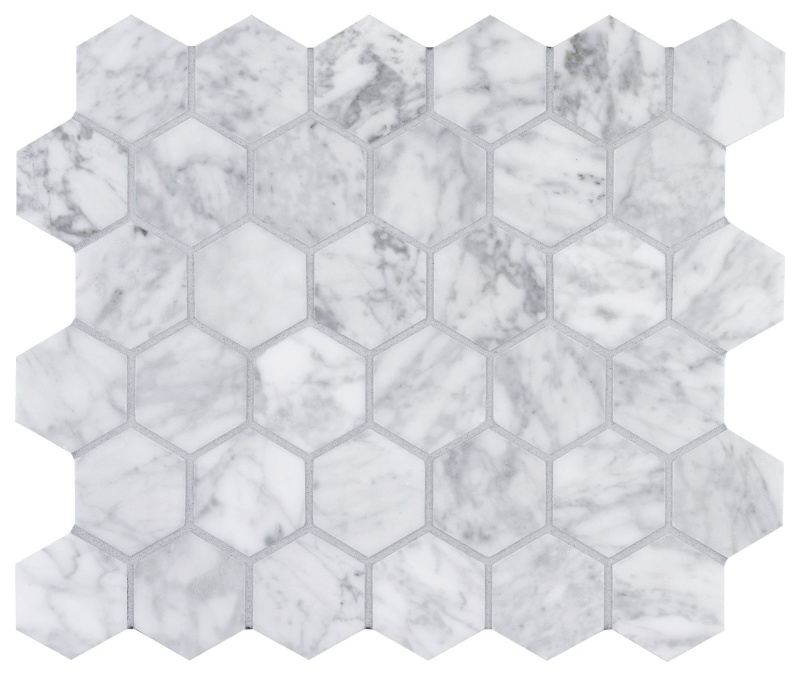 Bianco Carrara Marble Mosaic - 2" X 2" Hexagon