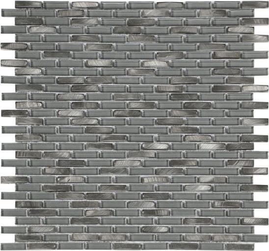 Iridium Silver Glass & Aluminum Mosaic - Mini Brick - Natural