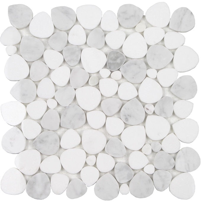 Aquatica Ocean Stone Sliced Bianco Carrara Thassos Pebble Mosaic