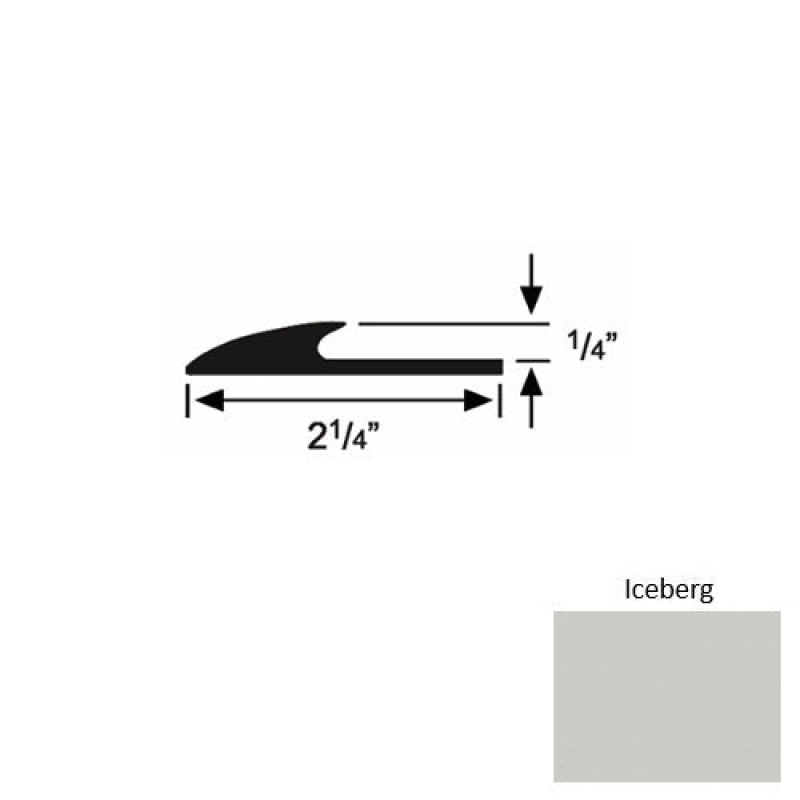 Solid 38 Iceberg Rubber Glue Down Carpet Edge - 2 1/4" X 9 Ft (108") X 1/4"