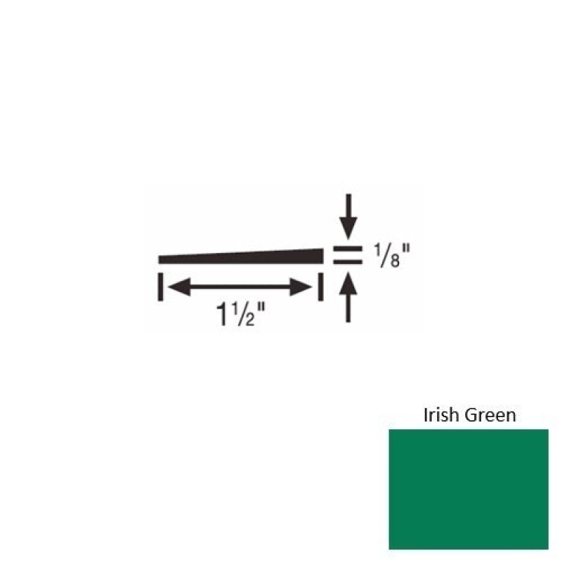 Solid 45 Irish Green Rubber Reducer Strip - 1 1/2" X 9 Ft (108") X 1/8"