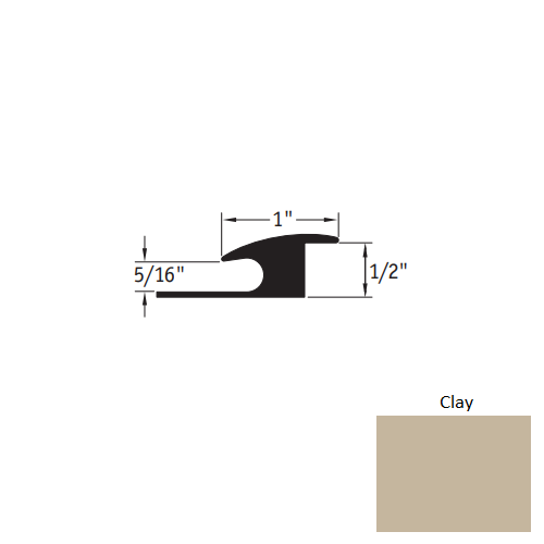 Johnsonite Clay Vinyl Moulding / Trim – 1" x 12 Ft Adaptor