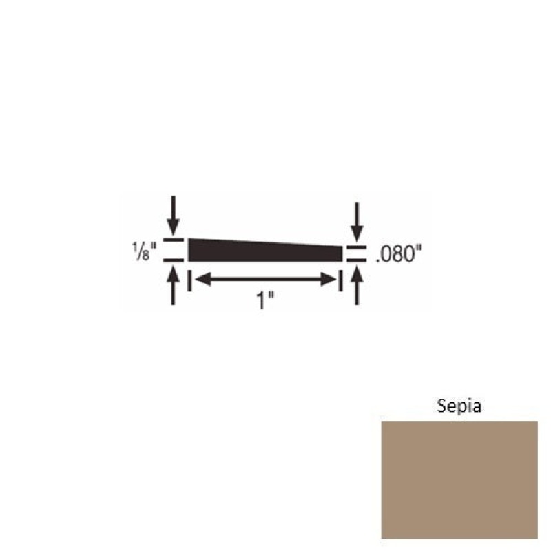Solid 59 Sepia Rubber Reducer Strip - 1" X 9 Ft (108") X 1/8"