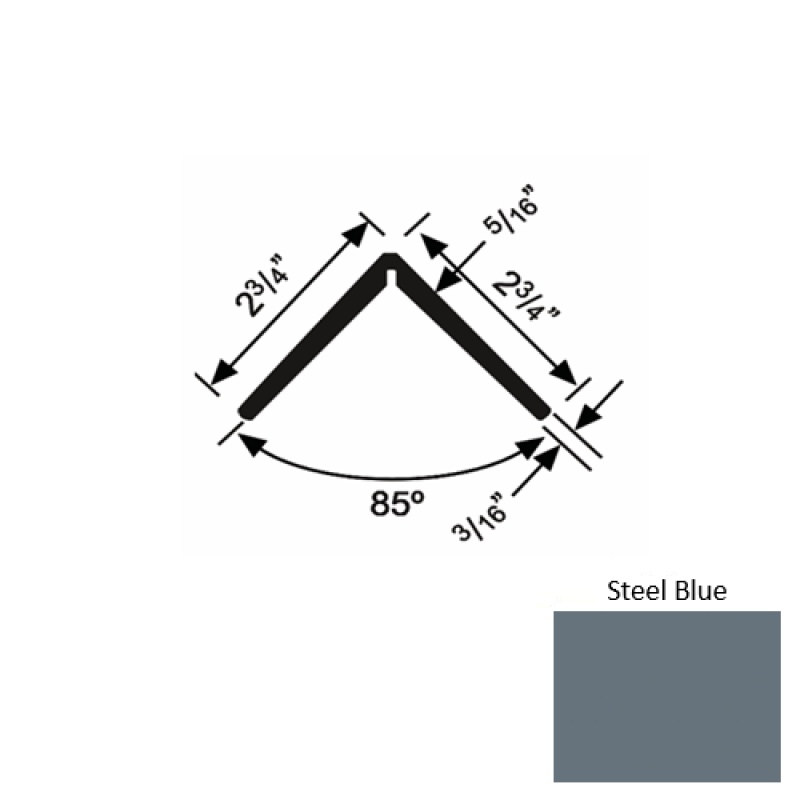 Solid 19 Steel Blue Rubber Corner Guard - 2 3/4" X 2 3/4" X 54"