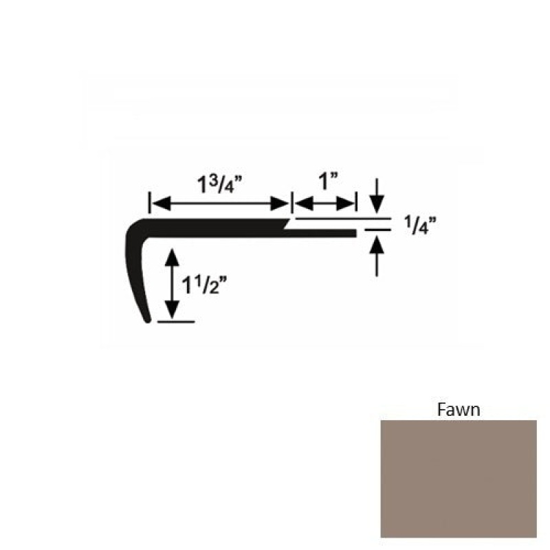 Solid 13 Fawn Rubber Single Flange Carpet Stair Nosing