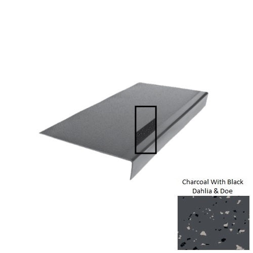 Spextones Charcoal With Black Dahlia & Doe Type 975 With Carborundum Strip Distinct Designs Rubber - 12 1/2" X 72" Stair Tread - Hammered