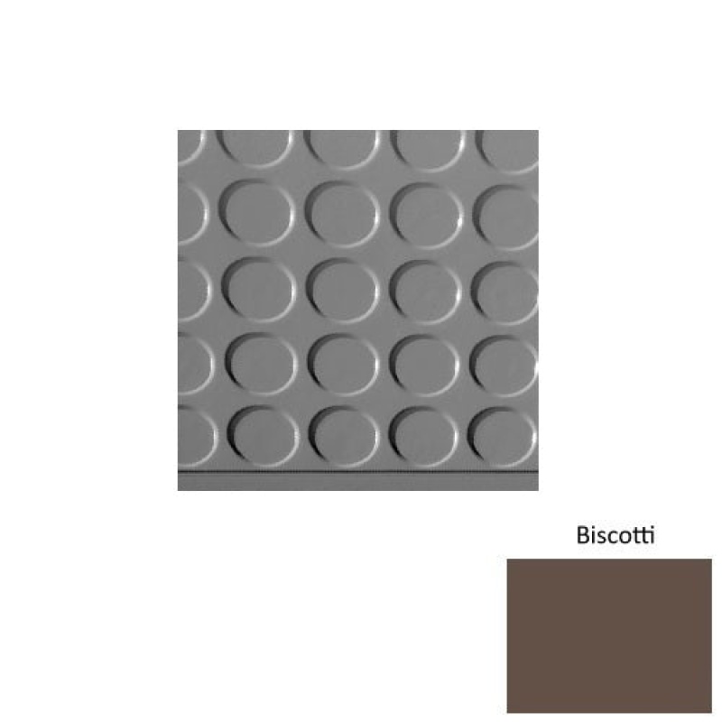Solid 97 Biscotti Vantage Raised Circular Rubber (Sq) With Safety Yellow Abrasive Strip Stair Tread - Textured
